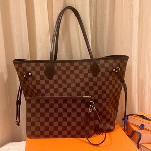 Brown Checkered Tote Bag